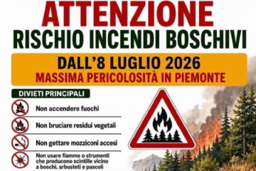 Attenzione Incendi Boschivi massima pericolosità.